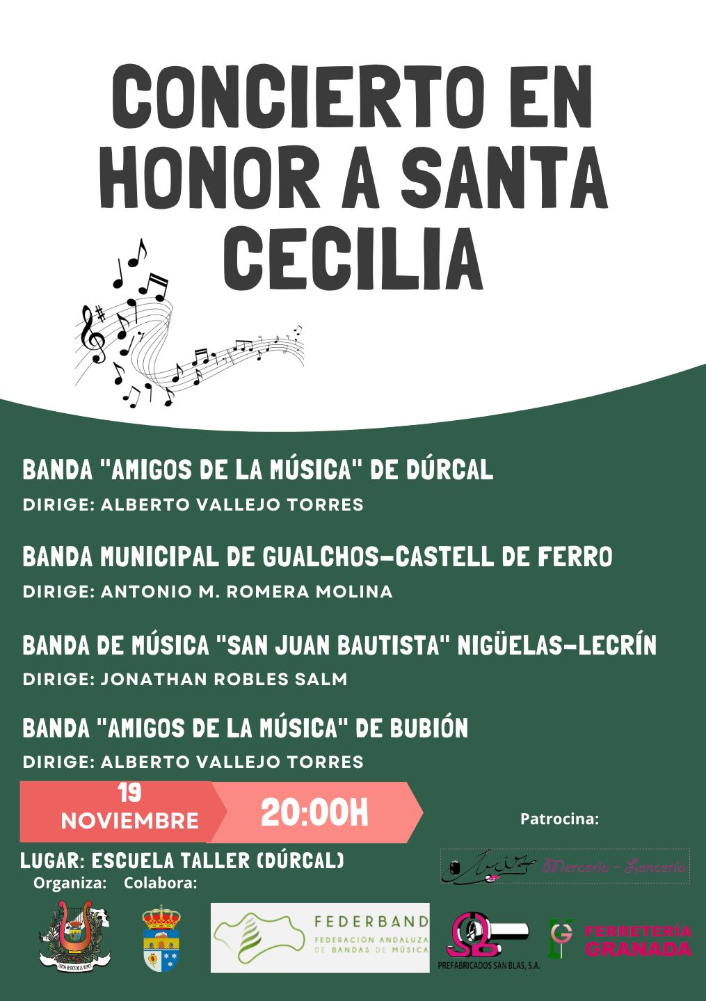En este momento estás viendo Concierto de Santa Cecilia-Certamen de bandas 2022